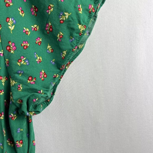 Loft Dress Floral Cap Sleeve Ruffled Hem Drawstring Elastic Waist Size S Green - Picture 3 of 8